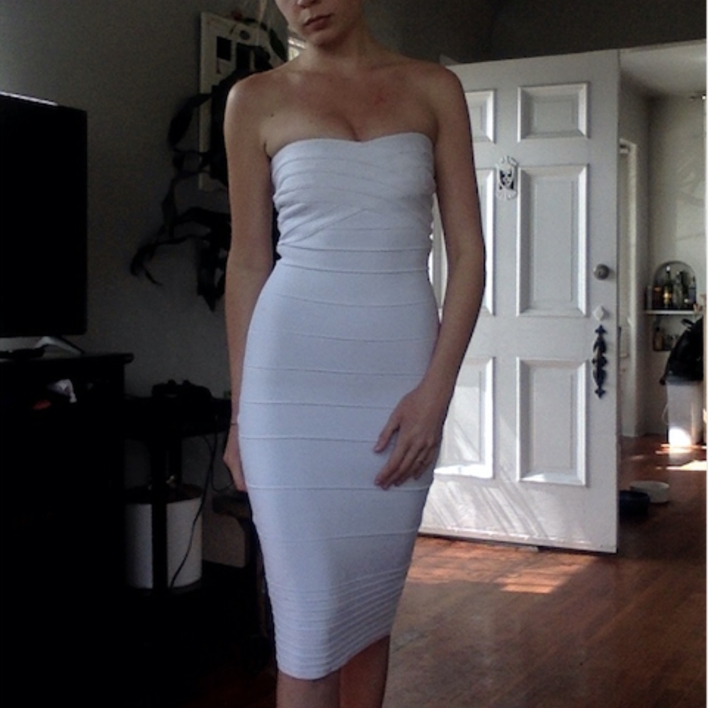 White Strapless Bandage Dress